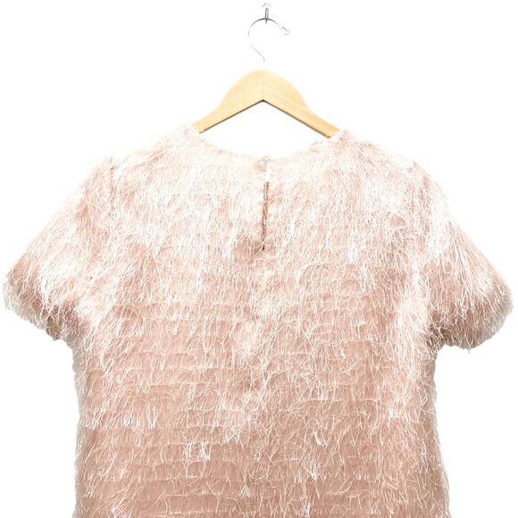 Calvin Klein Pastel Pink Shimmer Eyelash Short Sleeve Sweater Top Size 6 Y2K - Picture 7 of 11